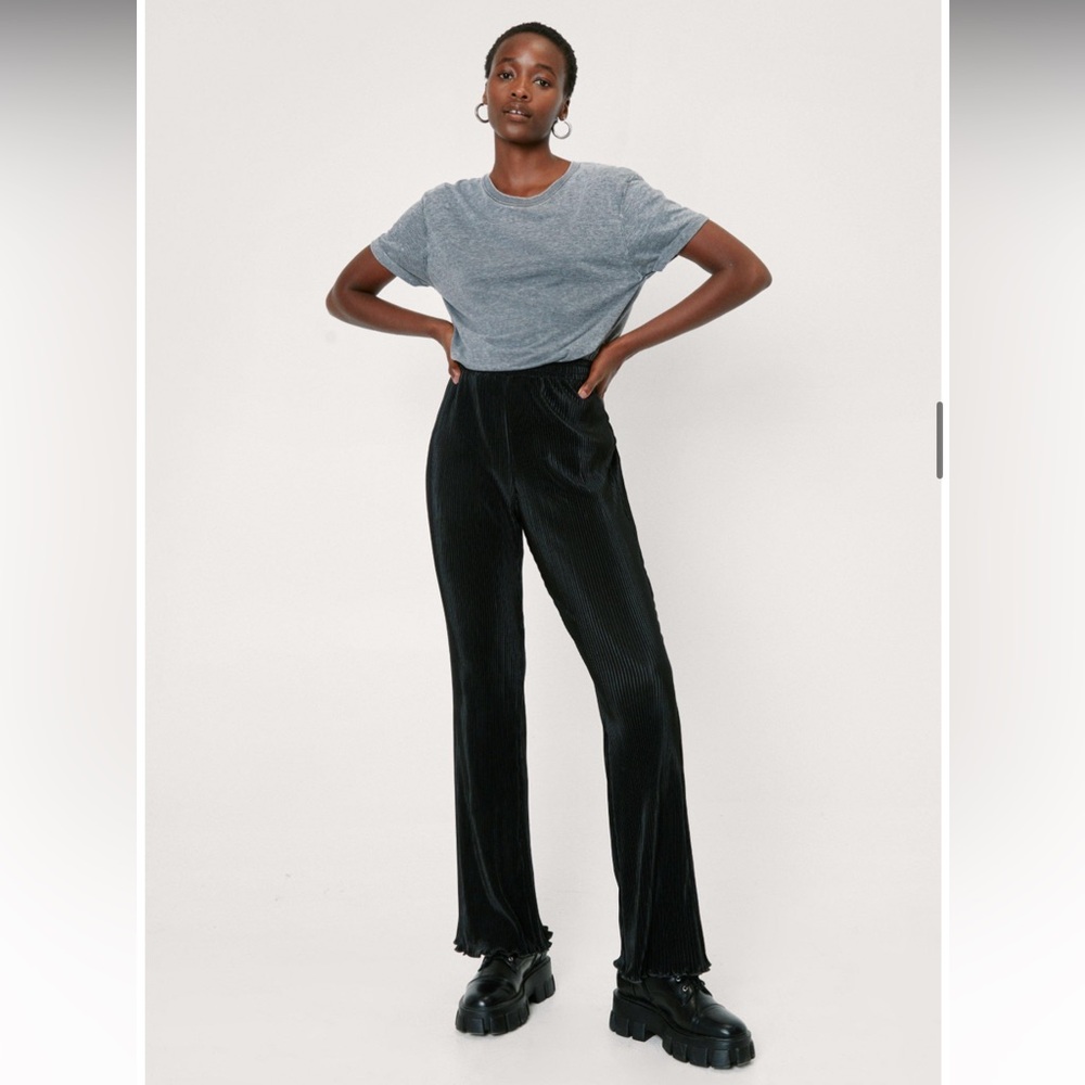 NastyGal Plisse Flare Pant